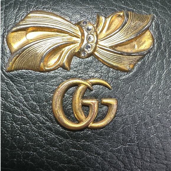 G2. Gucci Calfskin GG Marmont Bow Flap Wallet Black - Picture 9 of 16